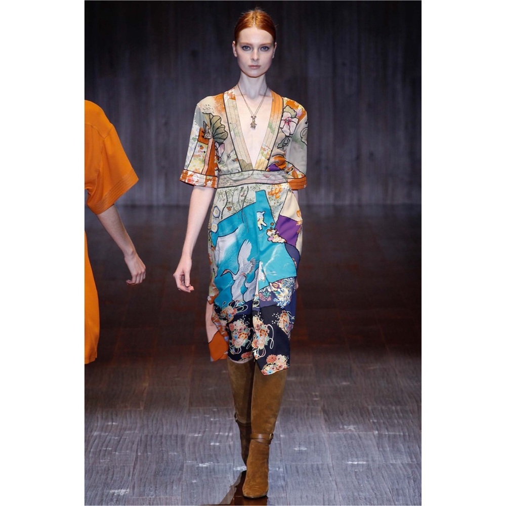 Gucci Japanese print floral midi dress